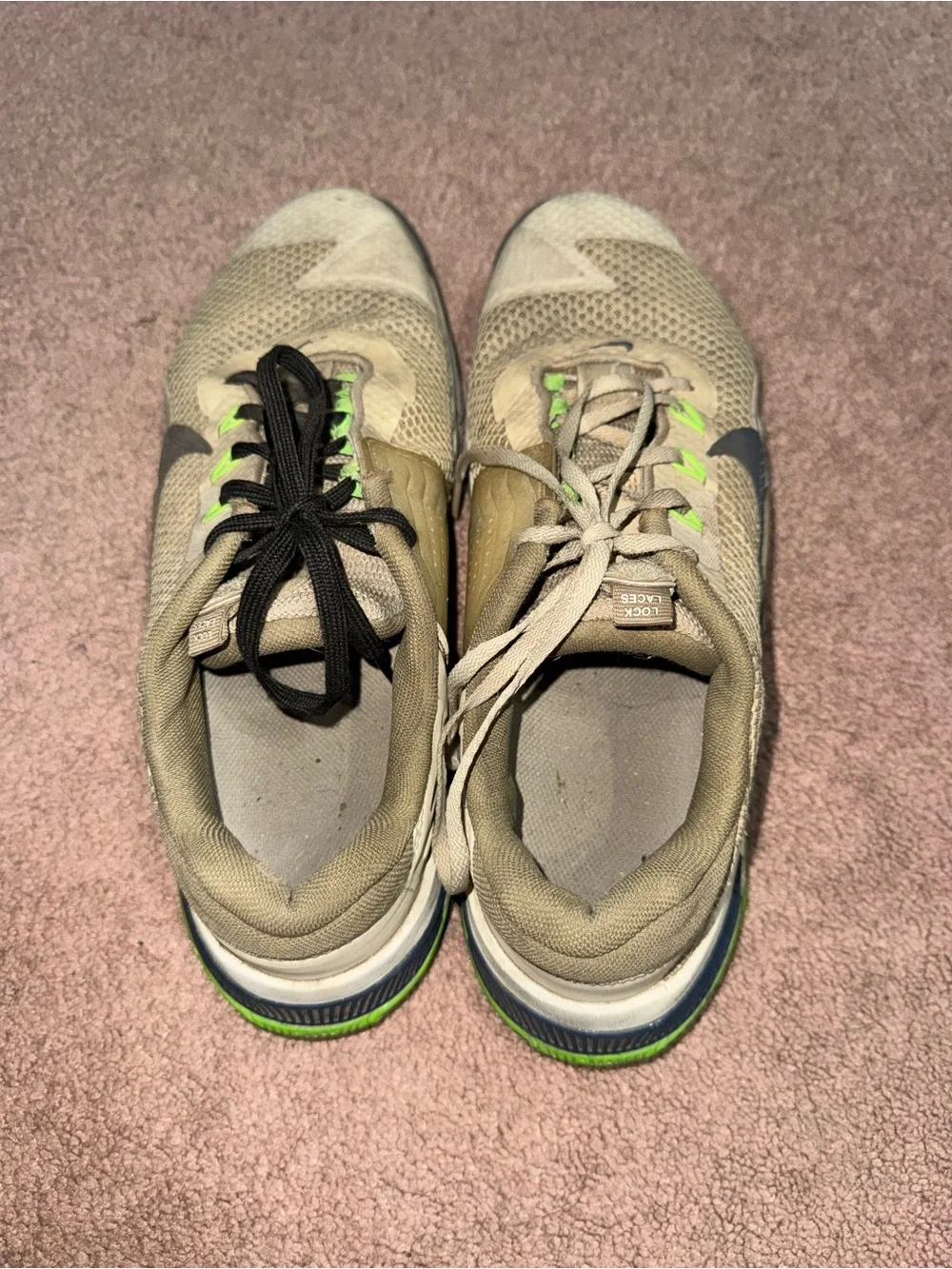 Nike Men’s Training Sneakers - Beige with Black & Green Accents